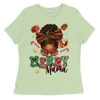 Matcha merry mama afro messy bun Ladies Tee - texasbilliewilder