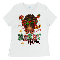 White merry mama afro messy bun Ladies Tee - texasbilliewilder