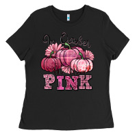 Black in october we wear pink pumpkin Ladies Tee - texasbilliewilder