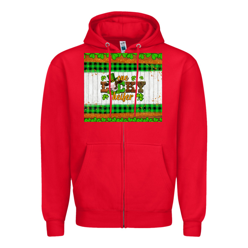 St Patricks One Lucky Heifer Zipper Hoodie by Artiststas | Teevron