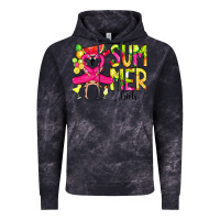Cloud Black Summer Girls Flamingo Vintage Hoodie - CowCowDesign