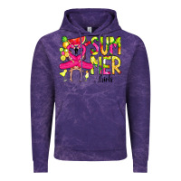 Cloud Purple Summer Girls Flamingo Vintage Hoodie - CowCowDesign