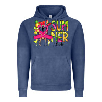 Vintage Denim Summer Girls Flamingo Vintage Hoodie - CowCowDesign
