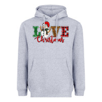 Heather Grey love christmas snowman Heavyweight Hoodie - BarkalooDesign