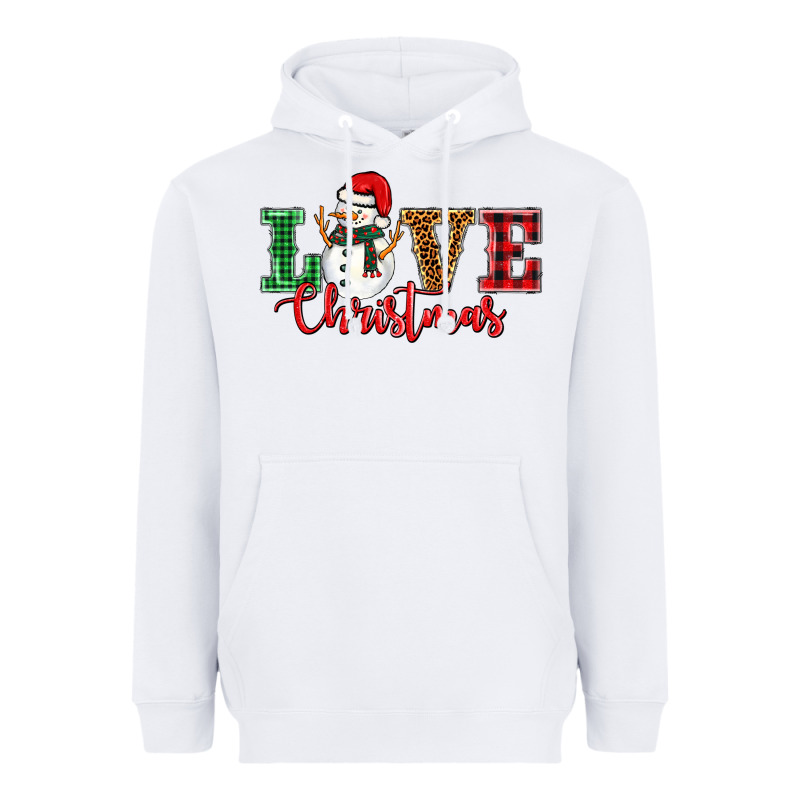 Love Christmas Snowman Heavyweight Hoodie by BarkalooDesign | Teevron