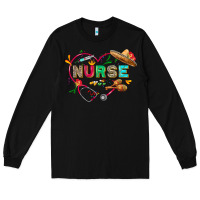Black Cinco de mayo Nurse Long Sleeve Tee - FaDigitalArtStudio