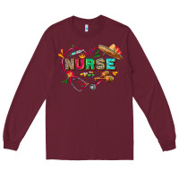 Burgundy Cinco de mayo Nurse Long Sleeve Tee - FaDigitalArtStudio