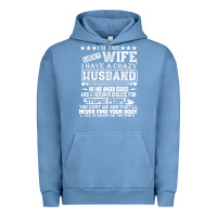 Pigment Pebble Blue i am a lucky wife i have a crazy husband valentine gift Urban Hoodie - longCreatives