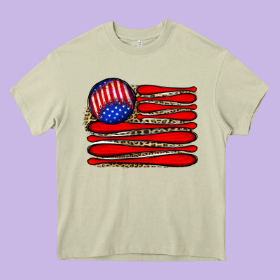 Leopard Baseball Flag5 Heavy Core Tee Designed By Jahusdesignshop