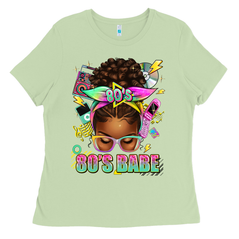 80's Babe Afro Messy Bun Ladies Tee by texasbilliewilder | Teevron