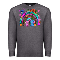 Charcoal Heather stitch and lilo rainbow Premium Sweatshirt - AdoDesignShop