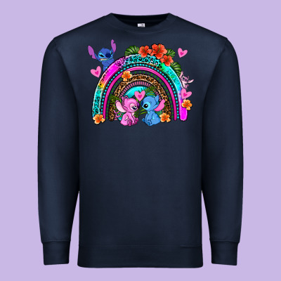 Stitch And Lilo Rainbow Premium Sweatshirt Designed By Adodesignshop