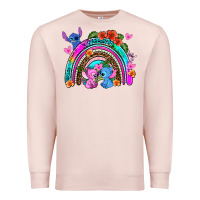 Pale Pink stitch and lilo rainbow Premium Sweatshirt - AdoDesignShop
