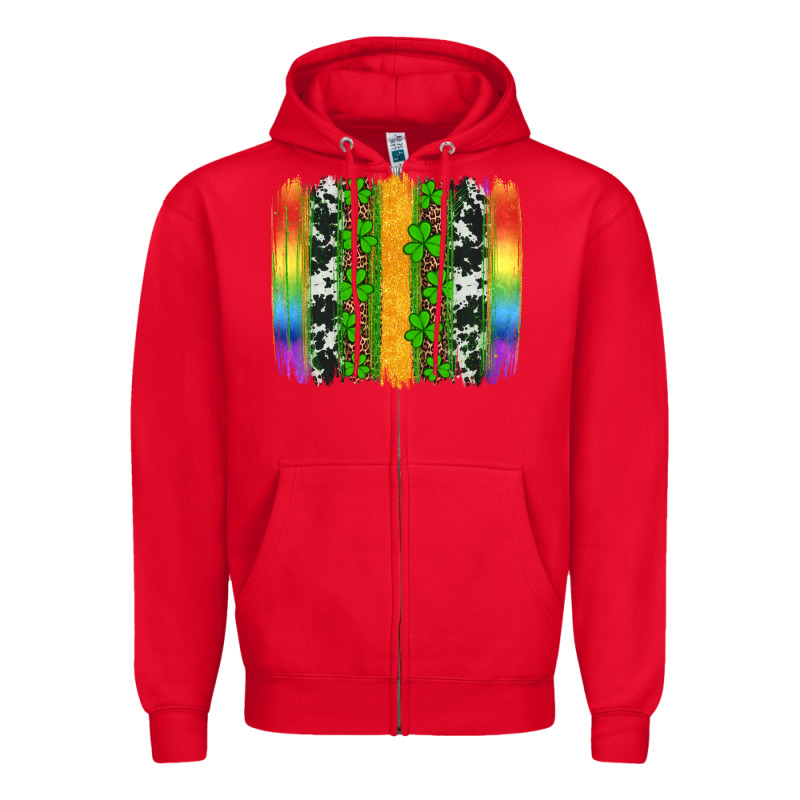 St Patricks Day Rainbow Brushstroke Zipper Hoodie by Artiststas | Teevron