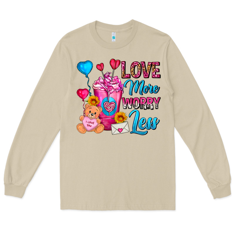 Love More Worry Less Valentines Day Cold Drink Long Sleeve Tee by FaDigitalArtStudio | Teevron
