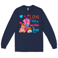 Navy Love More Worry Less Valentines Day Cold Drink Long Sleeve Tee - FaDigitalArtStudio