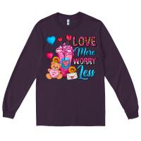 Plum Love More Worry Less Valentines Day Cold Drink Long Sleeve Tee - FaDigitalArtStudio