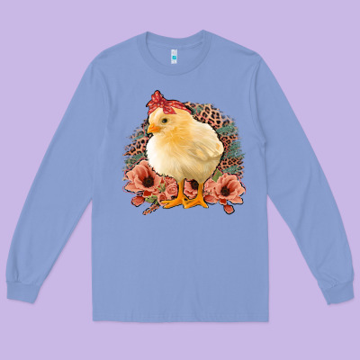 Chick With Flowers Feopard Long Sleeve Tee Designed By Jasminsmagicworld