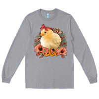 Heather Grey Chick With Flowers Feopard Long Sleeve Tee - Jasminsmagicworld