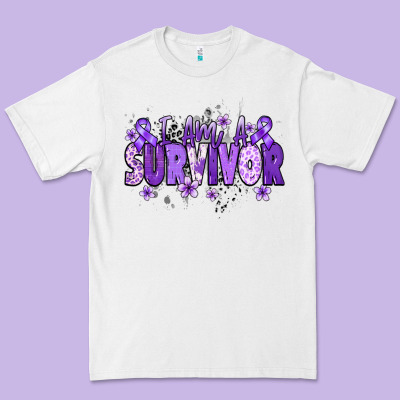 I Am A Survivor Purple Ribbon Premium Tee Designed By Nancycooperartshop