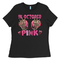 Black in october we wear pink skeleton Ladies Tee - texasbilliewilder