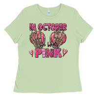 Matcha in october we wear pink skeleton Ladies Tee - texasbilliewilder