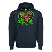 Navy st patricks day leopard heart with shamrocks Zipper Hoodie - Artiststas