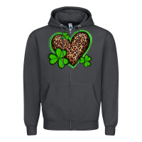 Smoke st patricks day leopard heart with shamrocks Zipper Hoodie - Artiststas