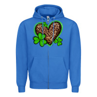 True Royal st patricks day leopard heart with shamrocks Zipper Hoodie - Artiststas