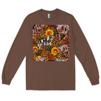Chestnut Western Spotted Pig With Sunflowers Seamless Long Sleeve Tee - FaDigitalArtStudio