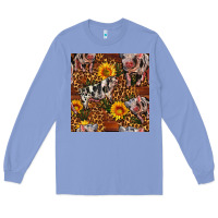 Colony Blue Western Spotted Pig With Sunflowers Seamless Long Sleeve Tee - FaDigitalArtStudio