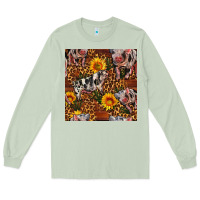 Matcha Western Spotted Pig With Sunflowers Seamless Long Sleeve Tee - FaDigitalArtStudio