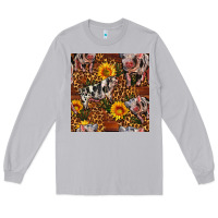 Moon Dust Western Spotted Pig With Sunflowers Seamless Long Sleeve Tee - FaDigitalArtStudio