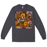 Smoke Western Spotted Pig With Sunflowers Seamless Long Sleeve Tee - FaDigitalArtStudio