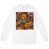 White Western Spotted Pig With Sunflowers Seamless Long Sleeve Tee - FaDigitalArtStudio