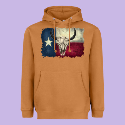 Distressed Tesas Flag Heavyweight Hoodie Designed By Barkaloodesign