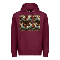 Burgundy Longhorn Cow Pattern Premium Hoodie - CowhideDigitalArt