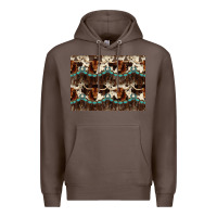Coffee Longhorn Cow Pattern Premium Hoodie - CowhideDigitalArt