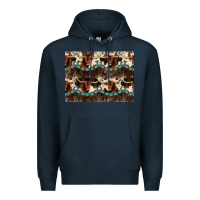 Navy Longhorn Cow Pattern Premium Hoodie - CowhideDigitalArt