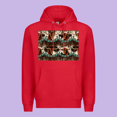 Longhorn Cow Pattern Premium Hoodie Designed By Cowhidedigitalart
