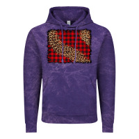 Cloud Purple leopard buffalo plaid background Vintage Hoodie - CowCowDesign