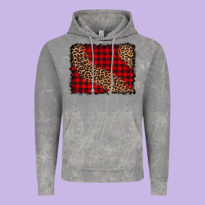 Leopard Buffalo Plaid Background Vintage Hoodie Designed By Cowcowdesign