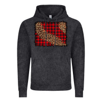 Vintage Black leopard buffalo plaid background Vintage Hoodie - CowCowDesign