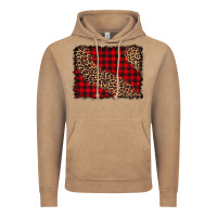 Vintage Coffee leopard buffalo plaid background Vintage Hoodie - CowCowDesign