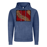 Vintage Denim leopard buffalo plaid background Vintage Hoodie - CowCowDesign