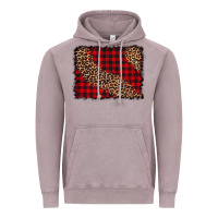 Vintage Zinc leopard buffalo plaid background Vintage Hoodie - CowCowDesign