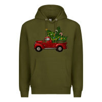 Army Green Christmas Trees With Truck Premium Hoodie - RanaPortraitStore