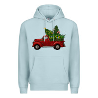 Blue Mist Christmas Trees With Truck Premium Hoodie - RanaPortraitStore