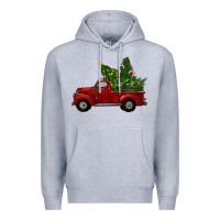 Heather Grey Christmas Trees With Truck Premium Hoodie - RanaPortraitStore