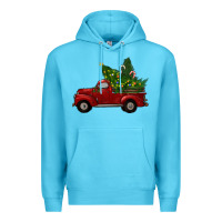 Ocean Blue Christmas Trees With Truck Premium Hoodie - RanaPortraitStore